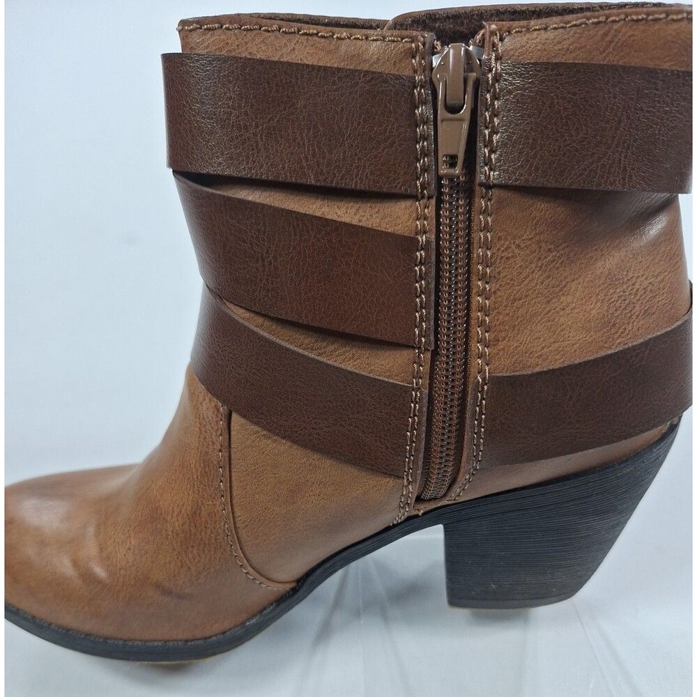 Blowfish Brown Faux Leather Zip-Up Boots Women Size 7.5 Brown Sworn Bootie - Picture 8 of 14